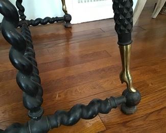 Close up of Brass Boot Table legs