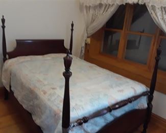Four Poster Bed, Box Spring and Mattress