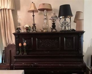 Vintage Lamps, Carved Upright Piano
