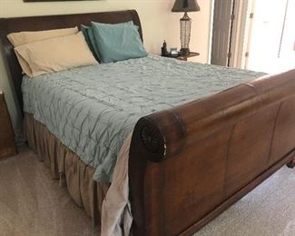 cool king leather accented sleigh bed