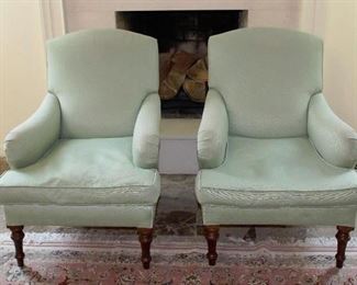 Pair Upholstered Arm Chairs