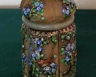 Wonderful Chinese Hand Spun Silver w/Gold Wash and Enamel Tea Jar