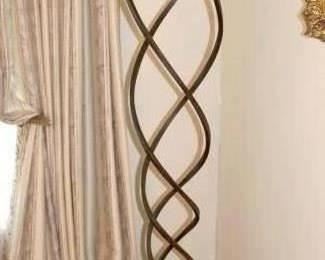 One of Two Twisted Iron Torchier Lamps