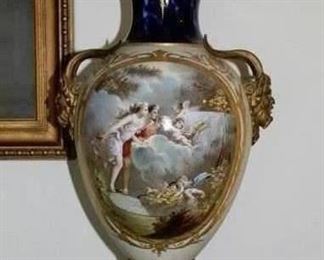 30" French Hand Painted Urn Front