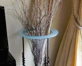 Designer Glass Vase in Metal Frame