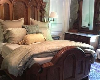 146 year old stunning bedroom set. Dresser has a marble top. Both pieces are hand carved and pristine