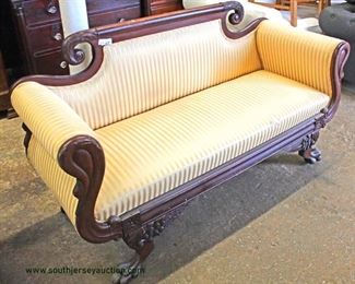ANTIQUE Federal Style Mahogany Frame Winged Paw Foot Sofa

Auction Estimate $300-$600 – Located Inside