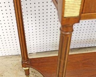  NICE “Baker Furniture” Burl Mahogany Banded One Drawer

Two Tier Console Table with Applied Bronze Decorations

Auction Estimate $400-$800 – Located Inside

  