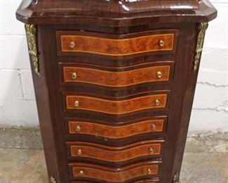  French Style Marble Top Mahogany Inlaid and Banded 7 Drawer Lingerie Chest with Applied Bronze

Auction Estimate $200-$400 – Located Inside 
