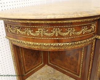  BEAUTIFUL French Style Burl Mahogany Banded and Inlaid Marble Top Credenza with Marble Top Shelves and Hand Painted Plaque with Heavily Applied Bronze

Auction Estimate $500-$1000 – Located Inside

  