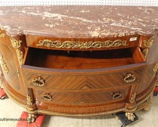  French Style Marble Top Burl Mahogany Banded and Inlaid 3 Drawer 2 Door Bronze Paw Feet and Applied Bronze Credenza

Auction Estimate $500-$1000 – Located Inside 