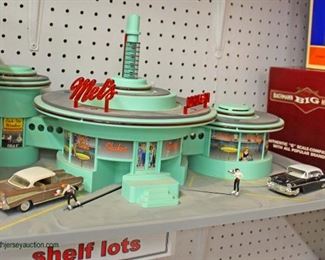  Operating Mels Drive-In Diner "Rail King" by M.T.H.

Electric Trains The sound of the 1950's when Mel's

waitresses server his patrons as they arrive in their Vintage cars with printout

Located in Glassware – Auction Estimate $ ______________ 