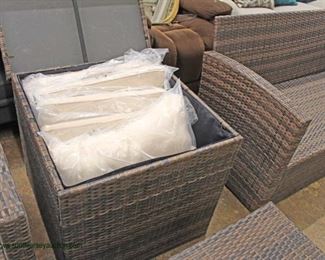  NEW 4 Piece All Weather All Season Wicker Lounge Set with Self Storing Table and Coffee Table for Pillows

Auction Estimate $300-$600 – Located Inside 
