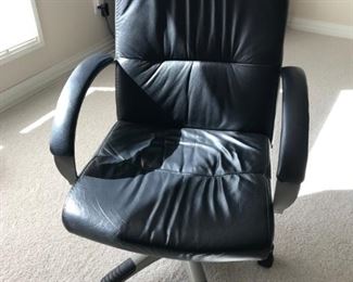 Black leather adjustable desk chair