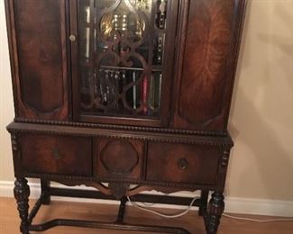 Antique dark brown wood cabinet early 1940 very unique and beautiful 