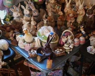 Huge selection of bunnies and Easter decor