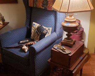 Wing chair, one of two