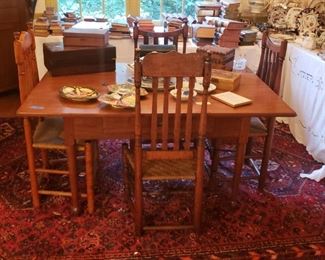 Dining table and chairs, late 1800s, early 1900s