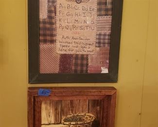 Framed art and needlepoint