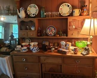 Large Welsh cupboard with glass oulls on the drawers