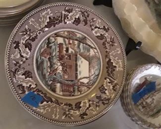 Large set of dinner plates by Johnson Bros. Friendly Village pattern