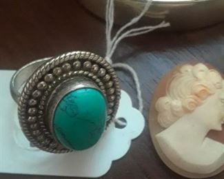 Turquoise and silver ring