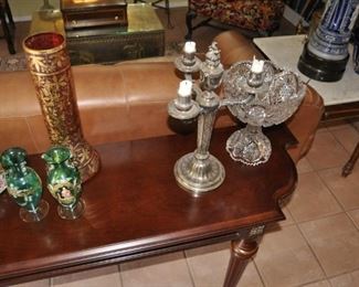vintage Cranberry glass vase with gold overlay