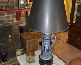 Vintage beer stein lamp