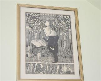 Vintage Czechoslovakia etching of Conductor