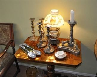 S P candlesticks and serving pieces
