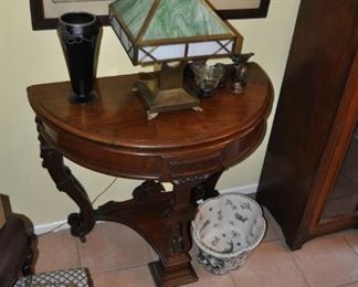 19th century Demi-lune folding gate leg card table