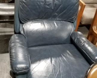 Vintage Dark Blue leather recliner was $395 now $200