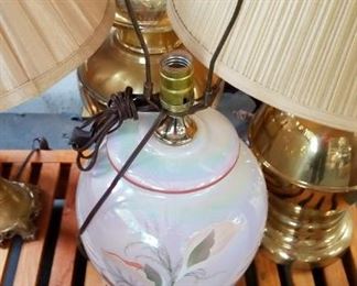 Pearlescent glass table lamp $20