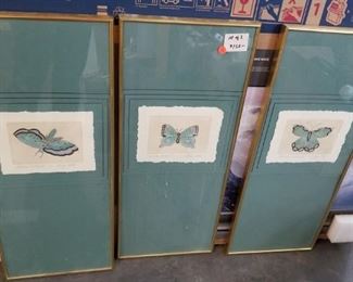 Set of 3 Signed Tracy Wise Summer Wings I, II & III Butterfly set framed & matted Was $150 Now $95 