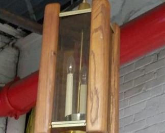 Solid wood & glass vintage hanging light with chain Was $95 Now $40