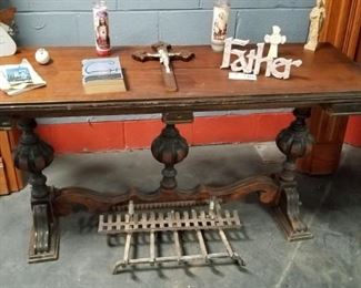 Antique Kiel Servex solid wood entrance table/expandable dining table 5' x 40" open