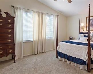 Four post bed with highboy dresser