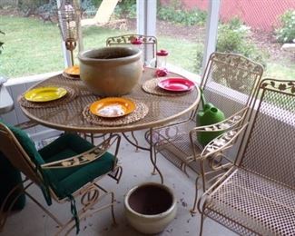 Metal Patio Set - table & 4 Chairs, misc.- in the Patio Room