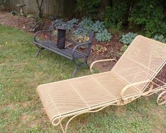 metal Lounge Chair, green Bench
