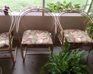 metal Patio Chairs w/seats, potted Fern's - in the Patio Room