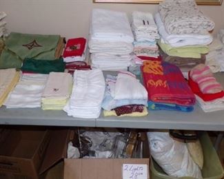 Linens - Blankets, Sheets, Pillowcases, Bed Pillows, Towels, Wash Cloths, Napkins, Table Runners, Tablecloths, & misc.