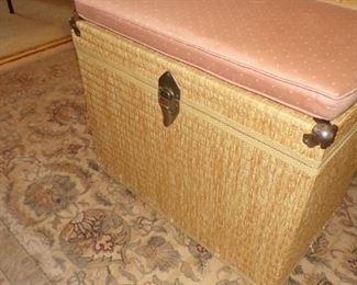 wicker Trunk with Cushion, Rug