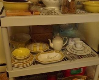 misc. Dishes, Soup Bowl. Pitcher's, Pyrex, Rolling Pin, misc.