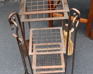 copper metal fireplace tools