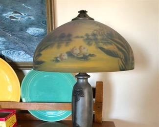 Reverse Painted Lamp.  $3000.00 Base & Shade are a matched this is not a marriage. 