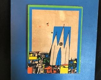 Mauro (Malang) Santos  born 1928 Santa Cruz California.  Created the popular comic strip KOSME.  $1300.00  artist framed.  see photo of back.  10" x 11 1/2"