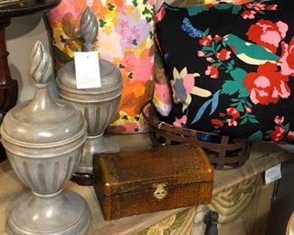 Trompe L'oiel Dresser, Vintage Fabric Down Pillows,