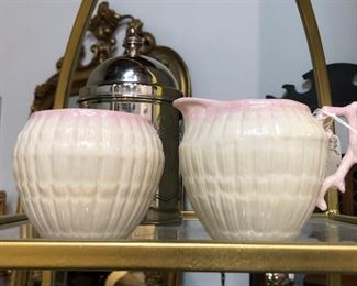 Belleek creamer and sugar