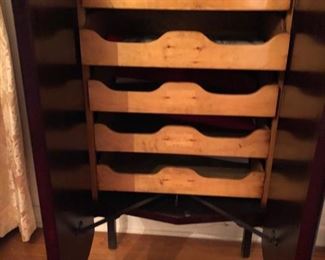 inside of music cabinet. Even the music sheet drawers have been restored
