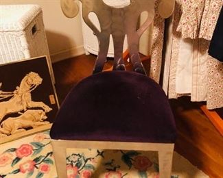 Metal chair with velvet seat
